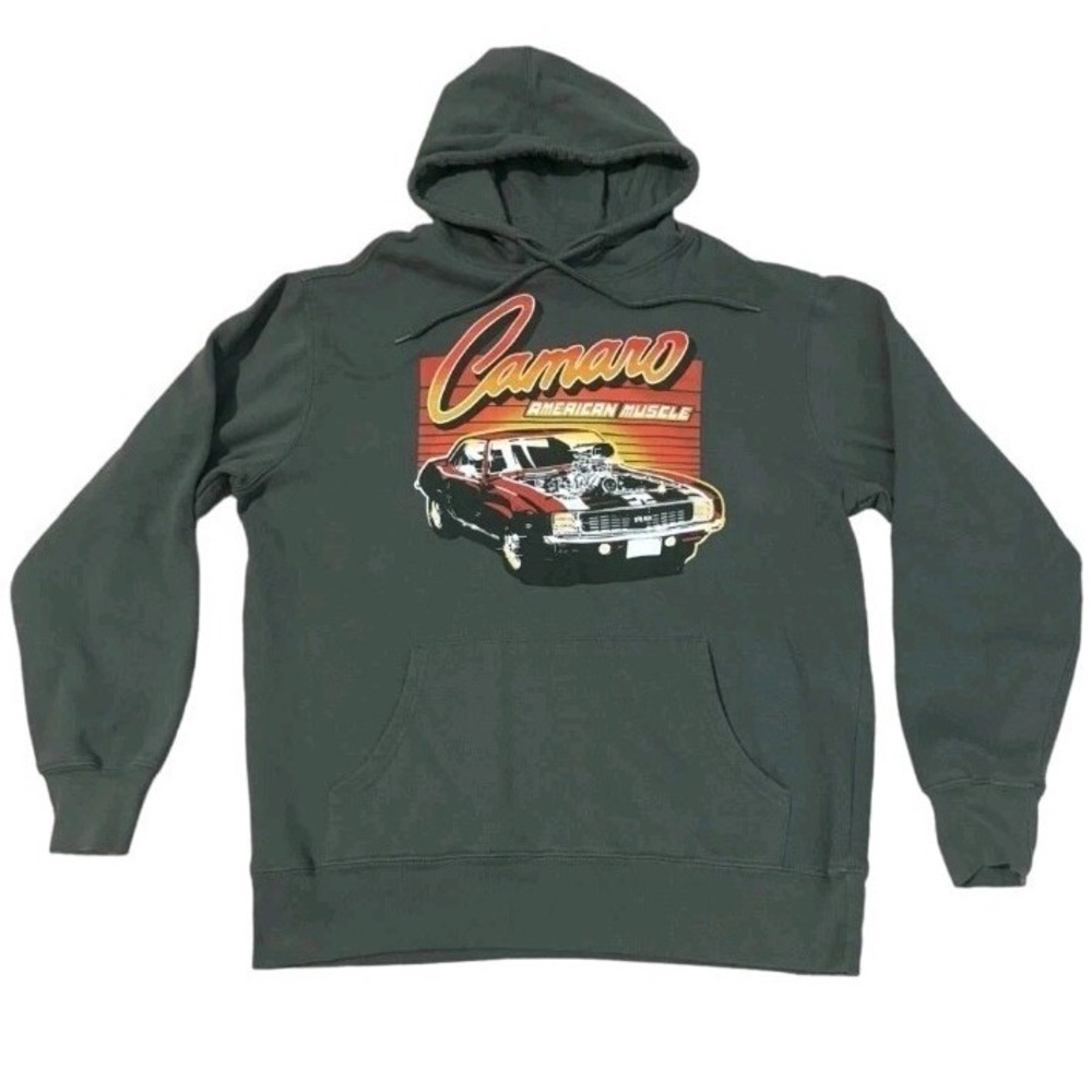 GM Brand Chevrolet Camaro Muscle Car Hoodie Mens 2XL Green Muscle Car